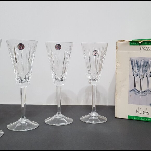 NEW Toscany Classic Set of 4 Chamagne Flute Glasses 24% Fine Lead Crystal 5 OZ - Picture 2 of 5